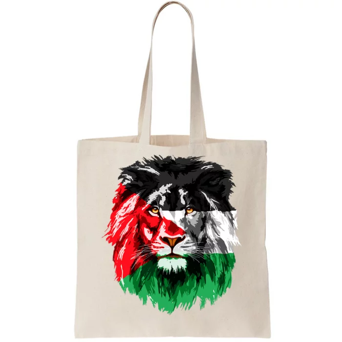 Flag Of Palestine Lion Face Palestine Flag Tote Bag