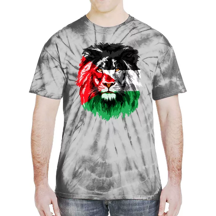 Flag Of Palestine Lion Face Palestine Flag Tie-Dye T-Shirt