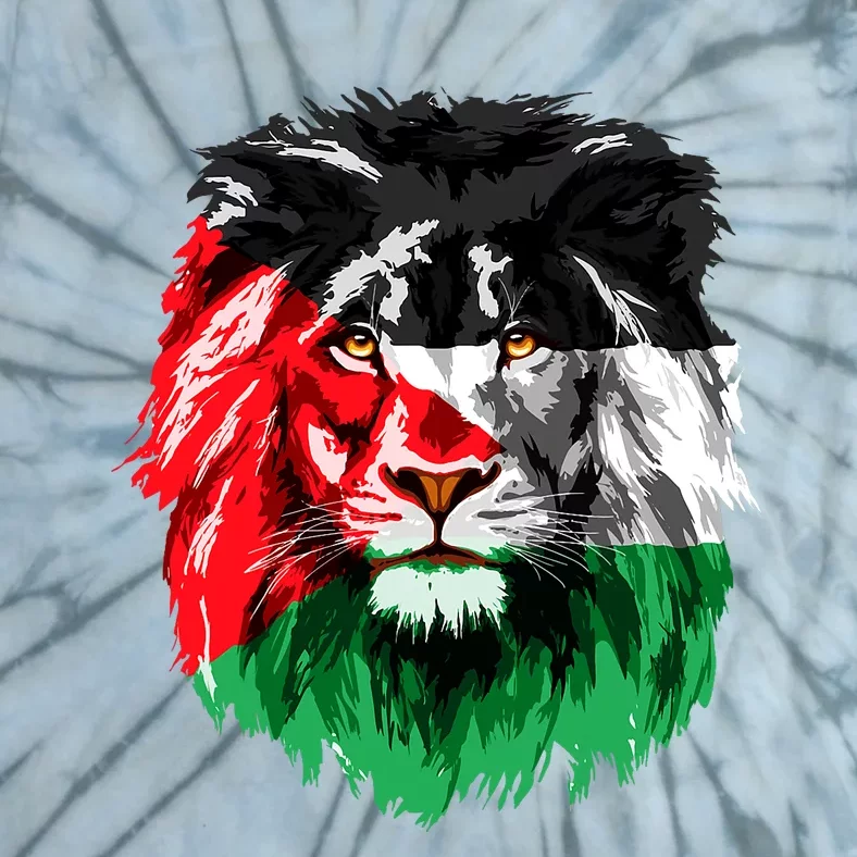 Flag Of Palestine Lion Face Palestine Flag Tie-Dye T-Shirt