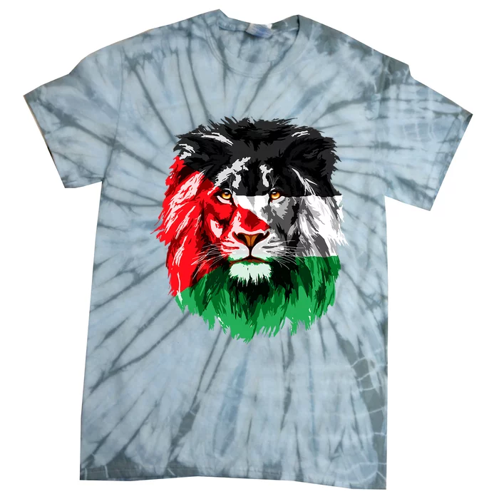 Flag Of Palestine Lion Face Palestine Flag Tie-Dye T-Shirt