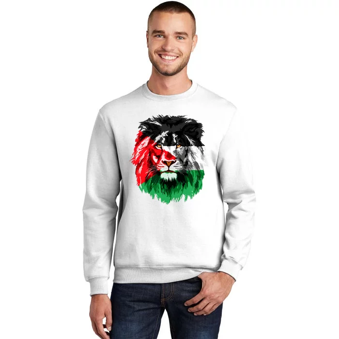 Flag Of Palestine Lion Face Palestine Flag Sweatshirt