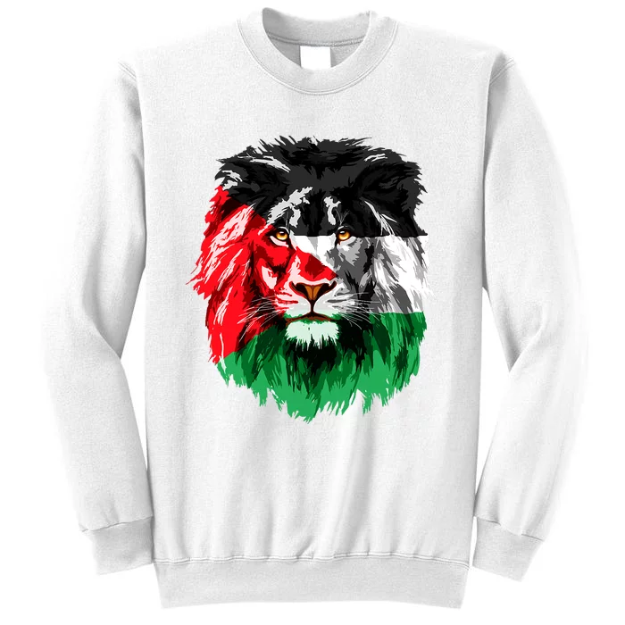 Flag Of Palestine Lion Face Palestine Flag Sweatshirt