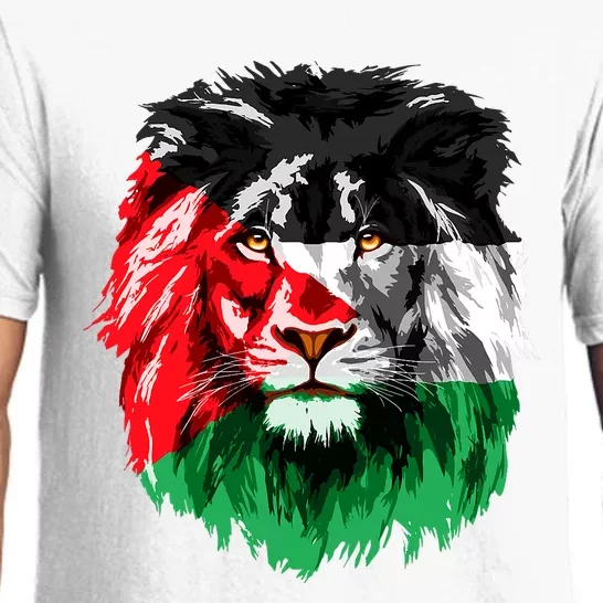 Flag Of Palestine Lion Face Palestine Flag Pajama Set