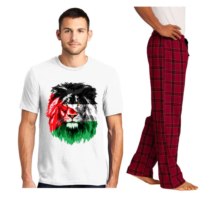 Flag Of Palestine Lion Face Palestine Flag Pajama Set