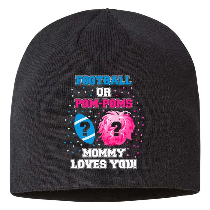 Football or Pom Poms Gender Reveal Mommy Loves You 8 1/2in Sustainable Knit Beanie