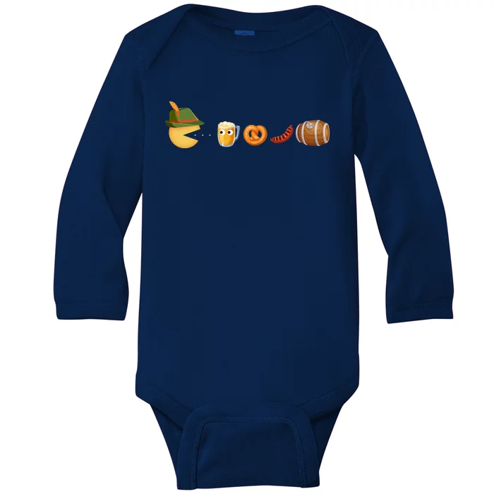 Funny Oktoberfest Pac Man Game Baby Long Sleeve Bodysuit