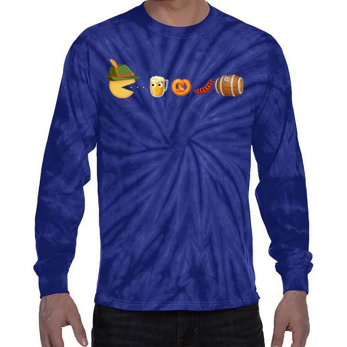 Funny Oktoberfest Pac Man Game Tie-Dye Long Sleeve Shirt