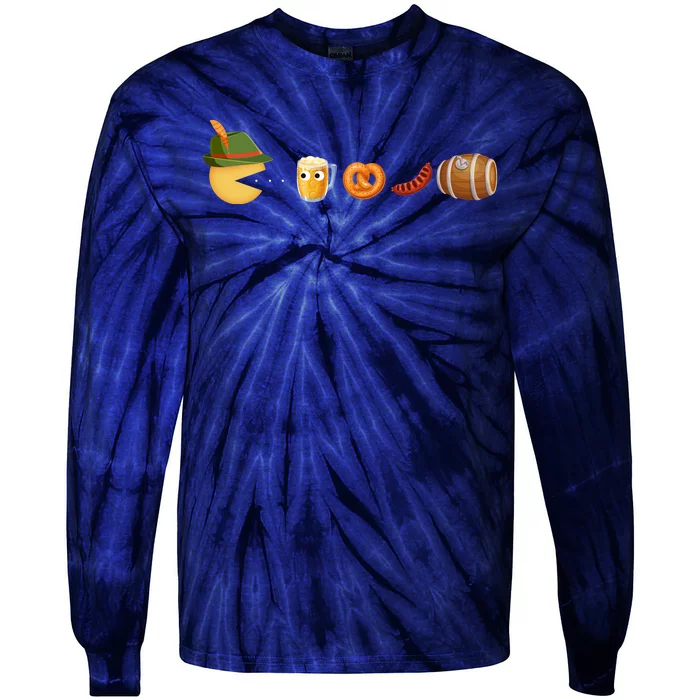 Funny Oktoberfest Pac Man Game Tie-Dye Long Sleeve Shirt