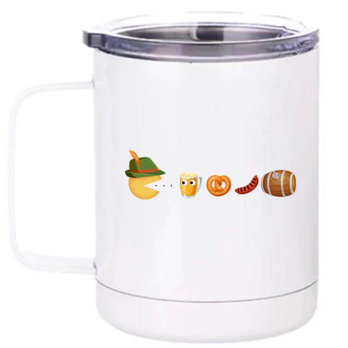 Funny Oktoberfest Pac Man Game Front & Back 12oz Stainless Steel Tumbler Cup