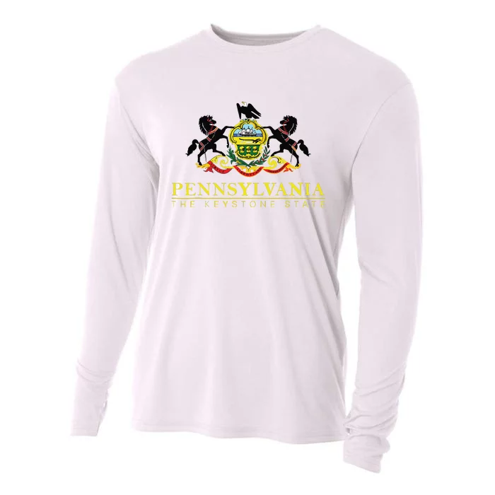 Flag Of Pennsylvania The Keystone State Philadelphia Cooling Performance Long Sleeve Crew