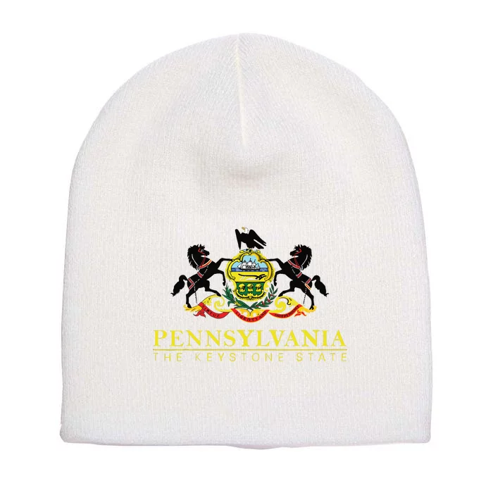 Flag Of Pennsylvania The Keystone State Philadelphia Short Acrylic Beanie