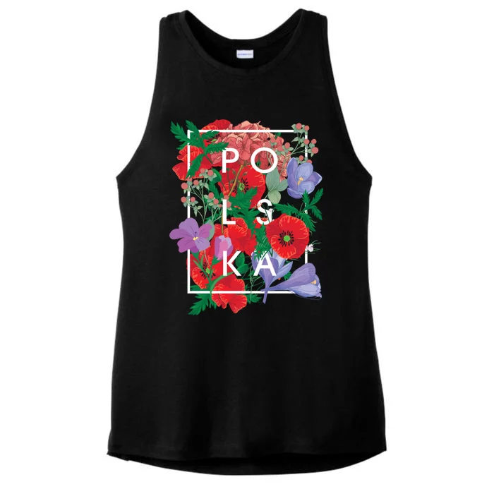 Flowers Of Poland Word Art Gift Polska Polish Pride Cool Gift Ladies Tri-Blend Wicking Tank