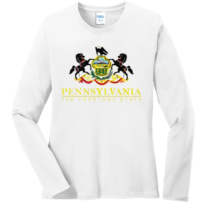 Flag Of Pennsylvania The Keystone State Philadelphia Ladies Long Sleeve Shirt