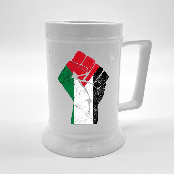 Fist Of Palestine Gift Free Palestine Meaningful Gift Front & Back Beer Stein