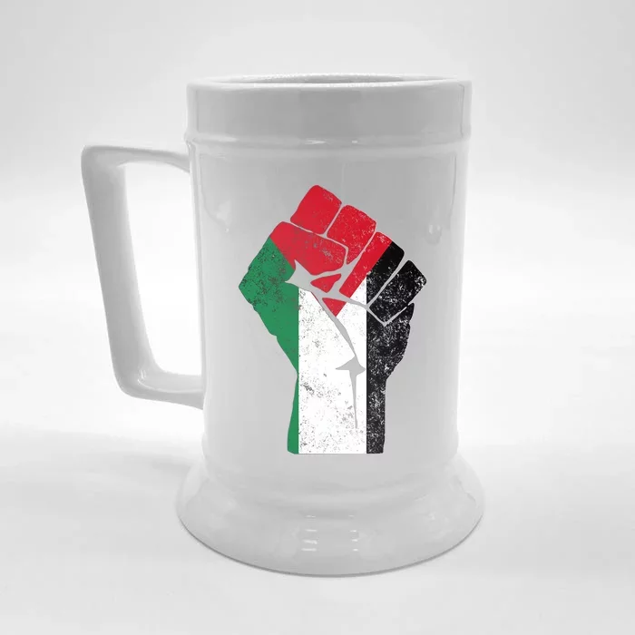 Fist Of Palestine Gift Free Palestine Meaningful Gift Front & Back Beer Stein