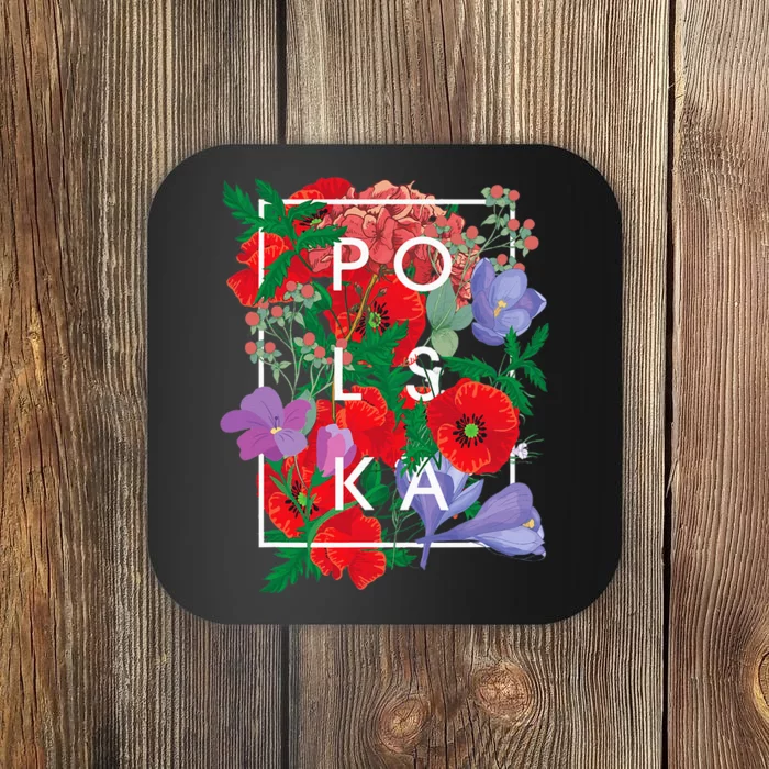 Flowers Of Poland Word Art Polska Polish Pride Coaster