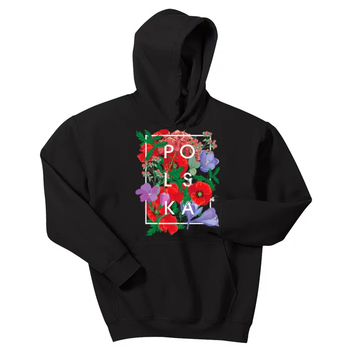 Flowers Of Poland Word Art Polska Polish Pride Kids Hoodie