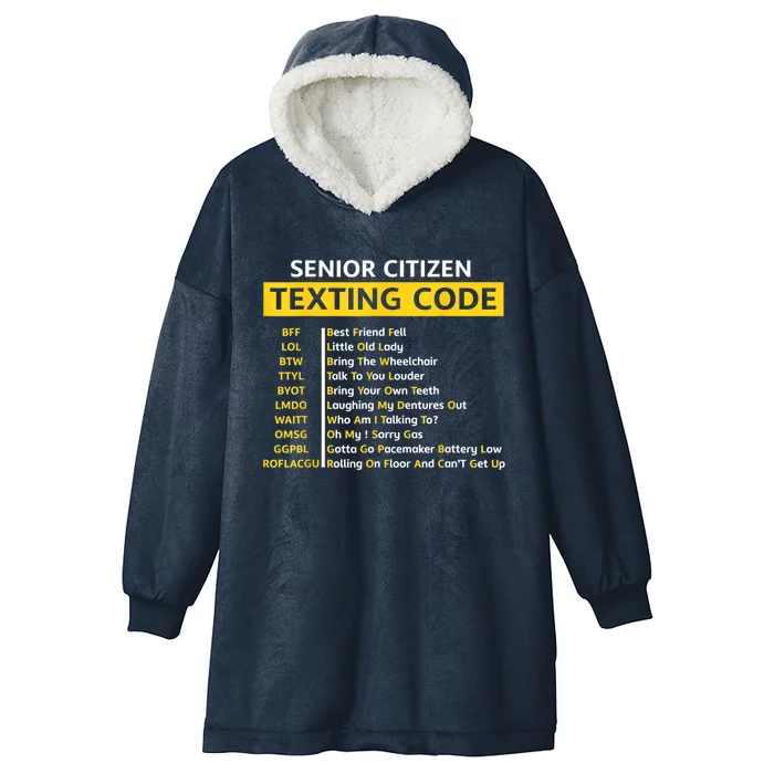 Funny Old People Senior Citizen Texting Code Gift Hooded Wearable Blanket