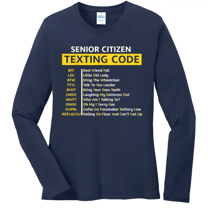 Funny Old People Senior Citizen Texting Code Gift Ladies Long Sleeve Shirt