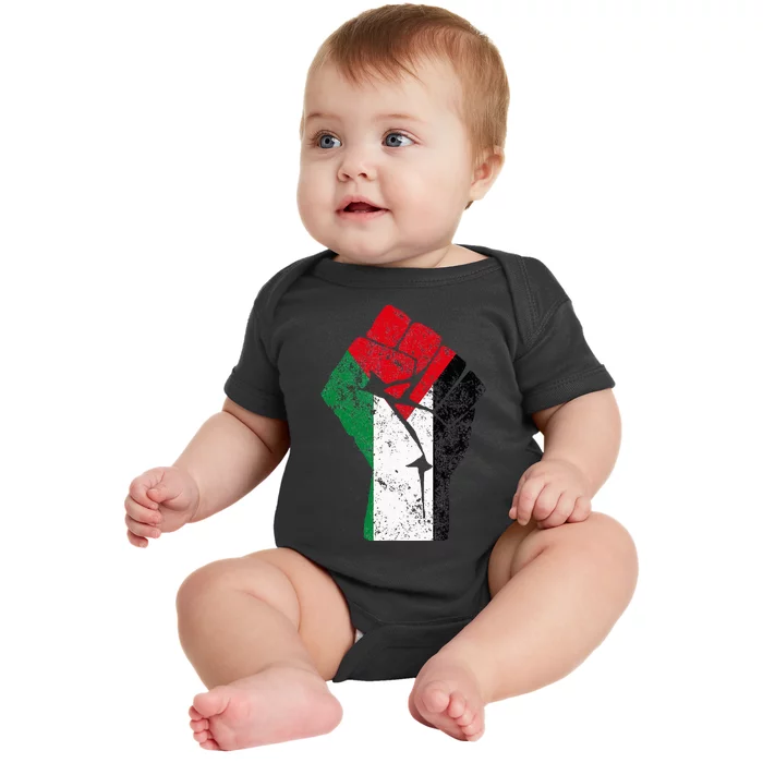 Fist of Palestine Free Palestine Baby Bodysuit