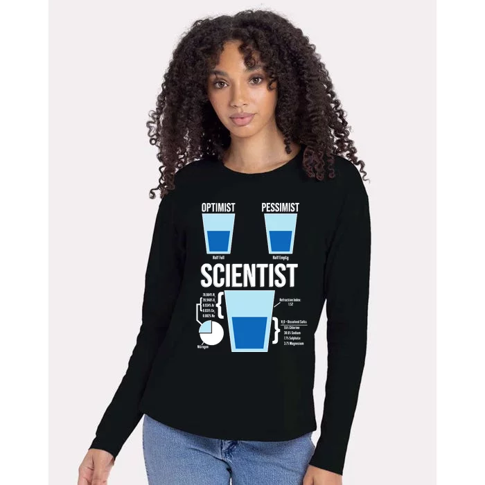 Funny Optimist Pessimist Scientist Womens Cotton Relaxed Long Sleeve T-Shirt