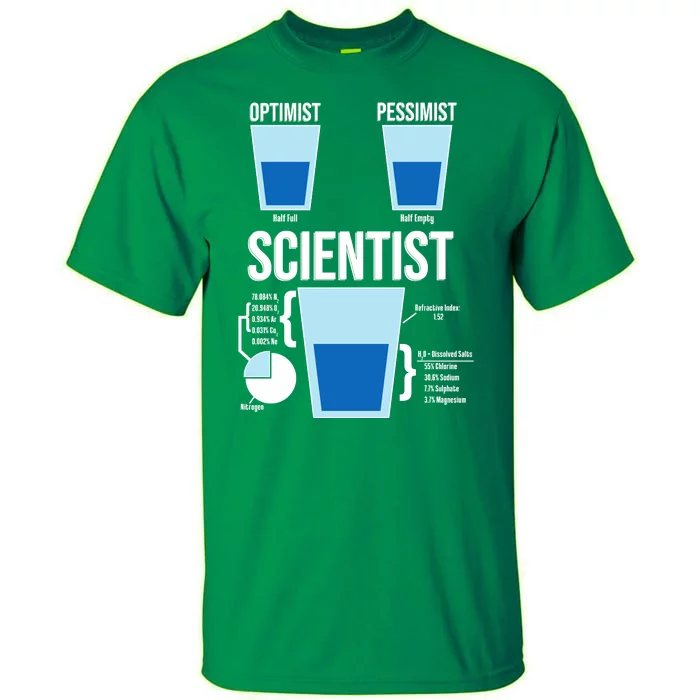 Funny Optimist Pessimist Scientist Tall T-Shirt