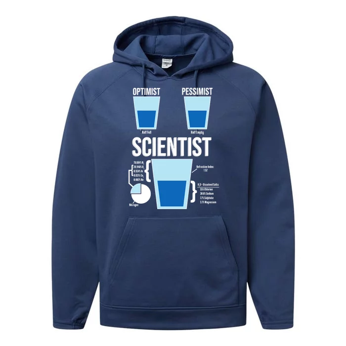 Funny Optimist Pessimist Scientist Performance Fleece Hoodie