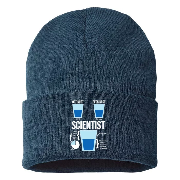 Funny Optimist Pessimist Scientist Sustainable Knit Beanie