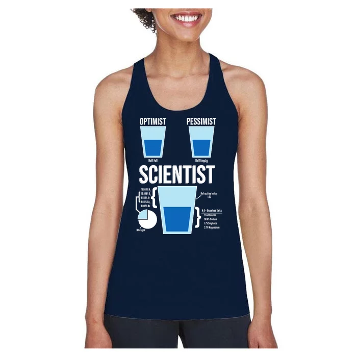 Funny Optimist Pessimist Scientist Women's Racerback Tank