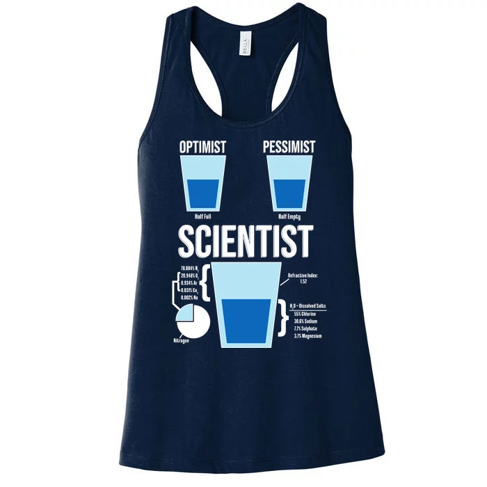 Funny Optimist Pessimist Scientist Women's Racerback Tank