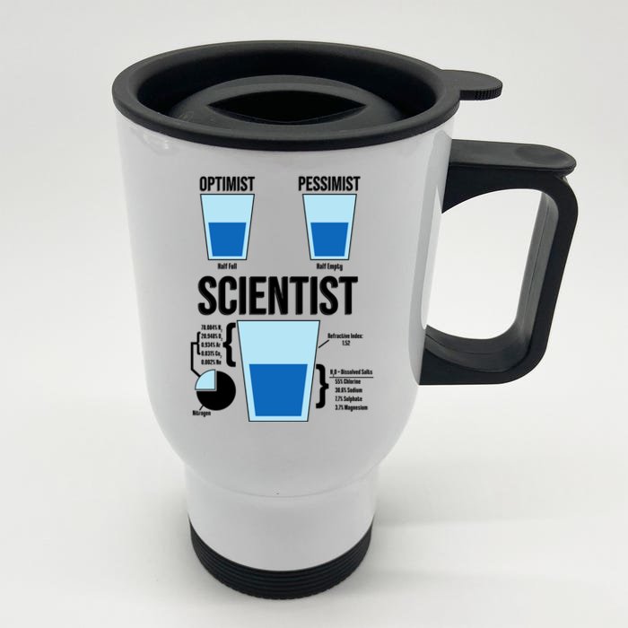 Funny Optimist Pessimist Scientist Front & Back Stainless Steel Travel Mug