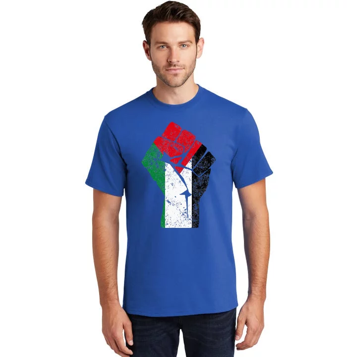 Fist Of Palestine Free Palestine Flag Tall T-Shirt