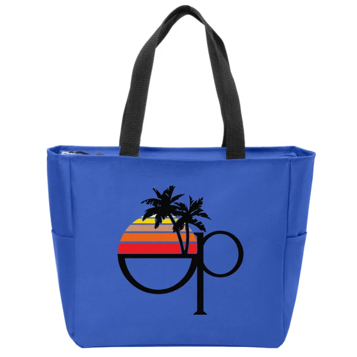 Funny Ocean Pacific 80s Retro Sunset Gift Zip Tote Bag