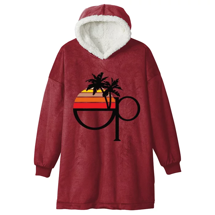 Funny Ocean Pacific 80s Retro Sunset Gift Hooded Wearable Blanket