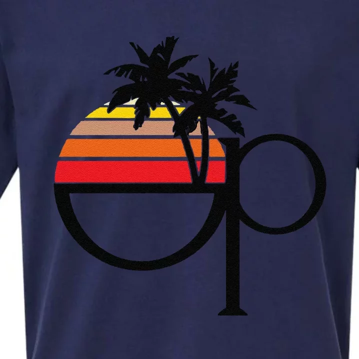 Funny Ocean Pacific 80s Retro Sunset Gift Sueded Cloud Jersey T-Shirt