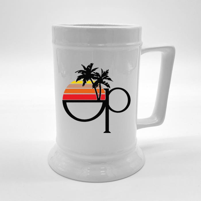 Funny Ocean Pacific 80s Retro Sunset Gift Front & Back Beer Stein