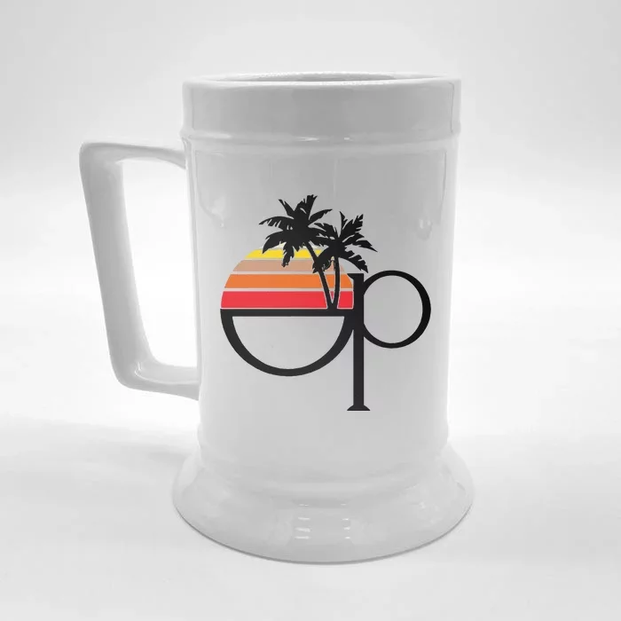 Funny Ocean Pacific 80s Retro Sunset Gift Front & Back Beer Stein