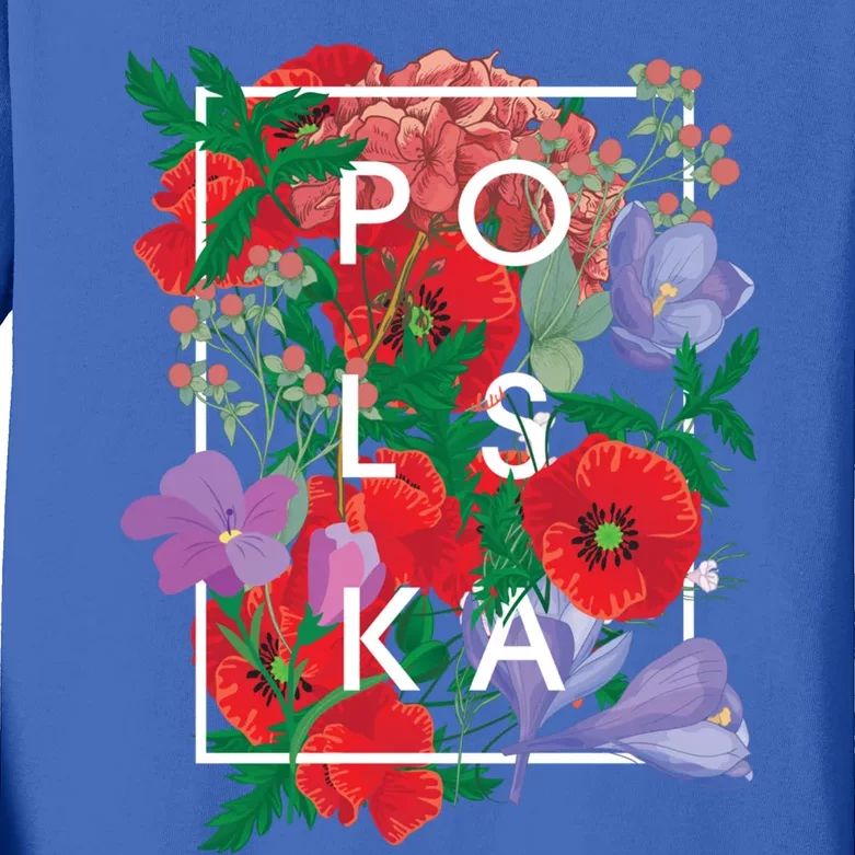 Flowers Of Poland Word Art Cute Gift Polska Polish Pride Gift Kids Long Sleeve Shirt