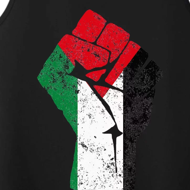 Fist of Palestine Free Palestine Performance Tank