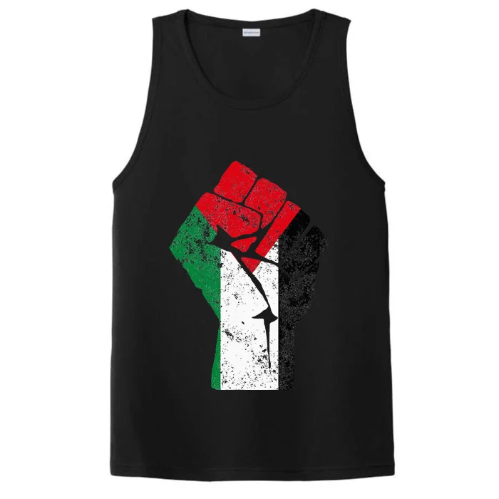 Fist of Palestine Free Palestine Performance Tank