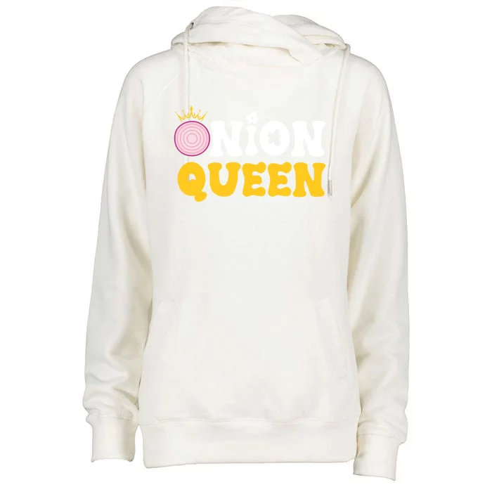 Funny Onion Queen Mom Fruit Vegetable Mother's Day Gardener Cool Gift Womens Funnel Neck Pullover Hood