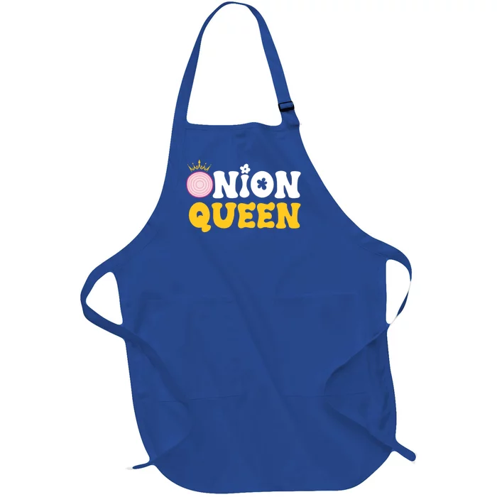 Funny Onion Queen Mom Fruit Vegetable Mother's Day Gardener Cool Gift Full-Length Apron With Pocket