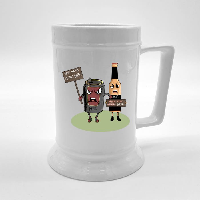 Funny Oktoberfest Quote Gift More Beer Save Water Gift Front & Back Beer Stein