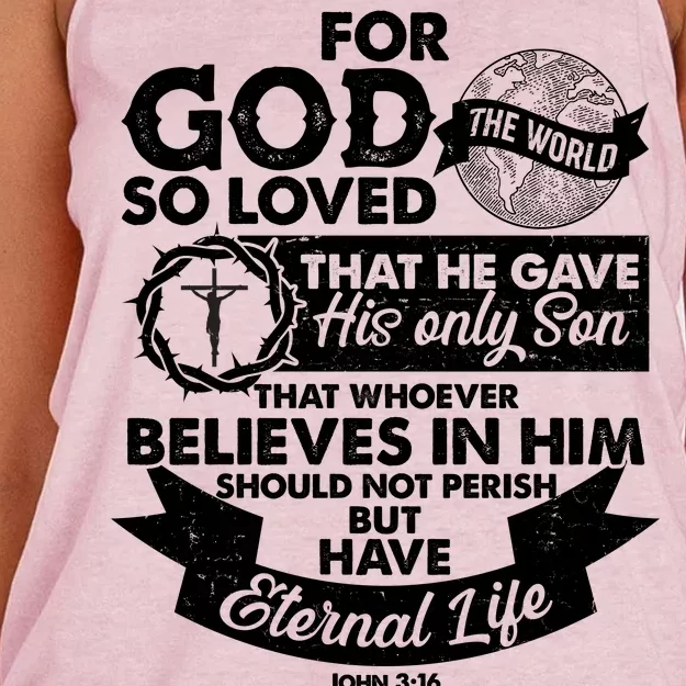 For God So Loved the World John 3:16 Women's Knotted Racerback Tank