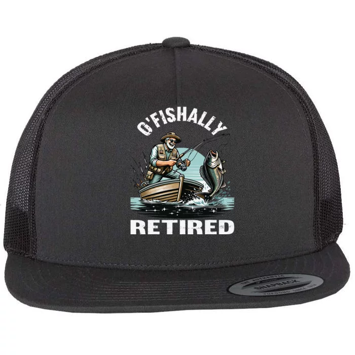 Funny Ofishally Retired For Retirement Fishing Fisher Flat Bill Trucker Hat