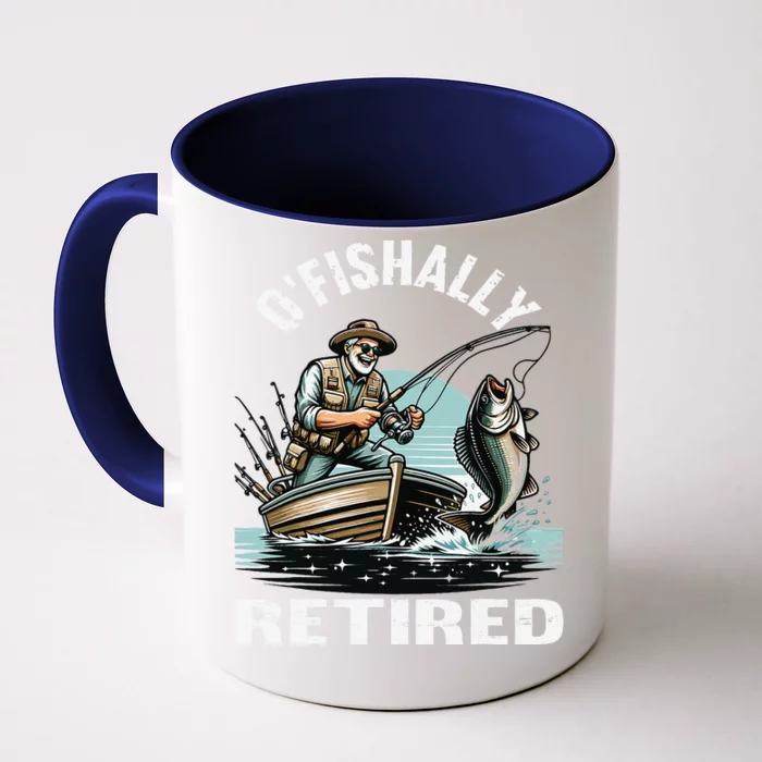 Funny Ofishally Retired For Retirement Fishing Fisher Front & Back Coffee Mug