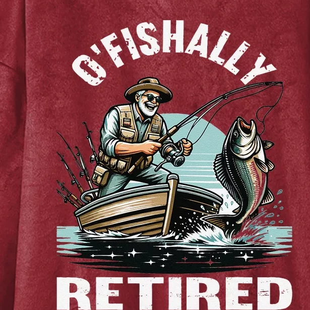 Funny Ofishally Retired For Retirement Fishing Fisher Hooded Wearable Blanket