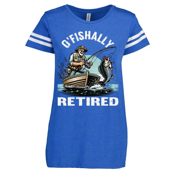 Funny Ofishally Retired For Retirement Fishing Fisher Enza Ladies Jersey Football T-Shirt