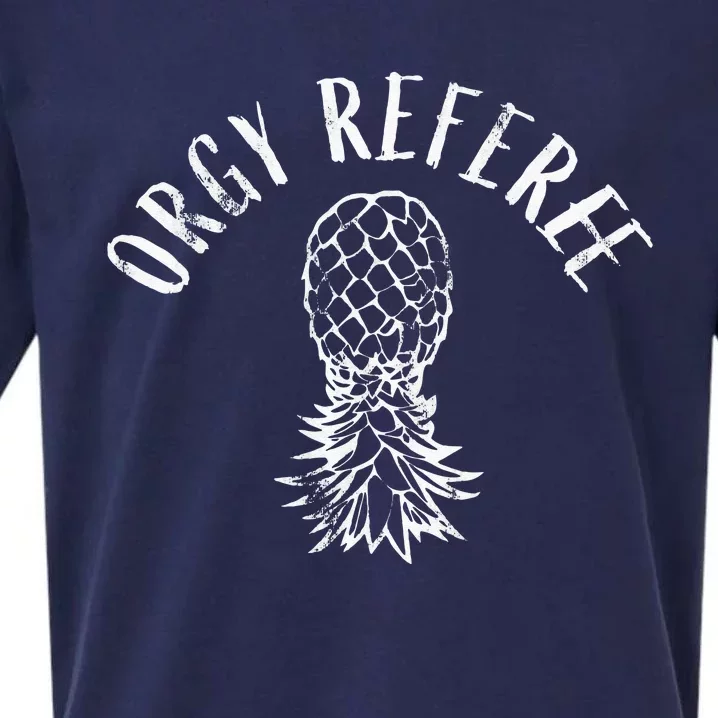 Funny Orgy Referee Upside Down Pineapple Swinger Sueded Cloud Jersey T-Shirt