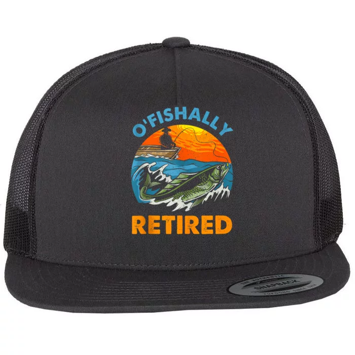 Funny Ofishally Retired Retirement Gone Fishing Flat Bill Trucker Hat